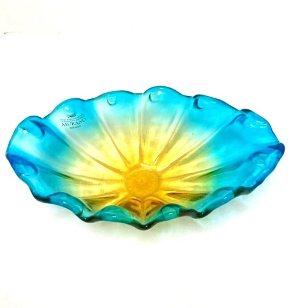 Vetro Eseguito Secondo La Tecnica dei Maestri di Murano Bowl‎ Blue to Yellow
